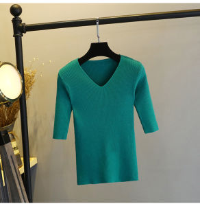 LUQIAN | Large Size Short Sleeve V-neck Slim Fit Summer T-shirt