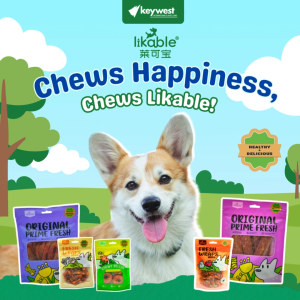 Likable Fresh Beef & Vegetable Chewy Delights for Dental Health & Skin & Coat - Chicken Wrapped in Cowhide for All Ages Dogs 90g