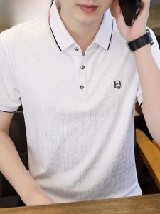 HENGYUANXIANG | Hengyuanxiang Ice Silk Cotton Polo Shirt Mens Short Sleeve Casual Summer Cool Feeling Half Sleeve Turn-down Collar T-shirt