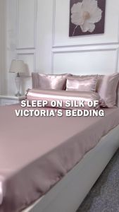 Bộ Ga Giường Phi Lụa Victorias Bedding Màu Hồng Phấn Chính Hãng Korea
