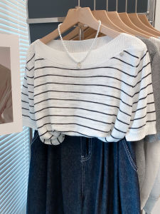 JIANDIYA | Boat Neck Striped Loose Comfortable Summer Womens Knit Top