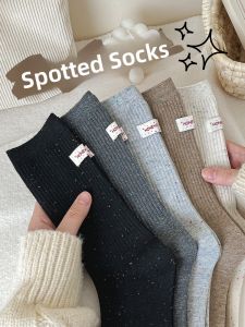 JINGCHI | Womens Mid-Calf No-Show Sports Socks Cotton Polyester Blend Moisture Wicking Round Dot Pattern Four Pairs Per Pack