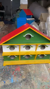 Chuồng chim bồ câu 7 lỗ bằng gỗ tự nhiên – Sơn màu đẹp bền chắc  🐦 Thiết kế tiện lợi