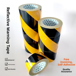 PULEIDUO | Reflective Warning Tape Yellow Black Diagonal Stripes