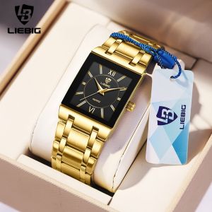 Liebig | LiEBIG Luxury Golden Quartz Wristwatches For Female Girl Male Fashion 30m Waterproof Women Ladies Mens Watches Relogio Feminino