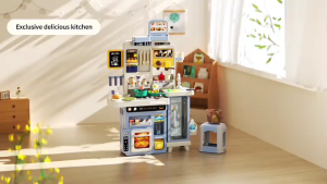 Brett-Childrens kitchen set toys 95 cm in length 104-piece set featuring lighting sound and spray functions for girls toys