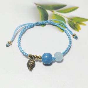 [Chi Chi] Vòng Tay Lắc Tay Handmade Mix Hạt Đá Đa Sắc Và Charm Chiếc Lá - MS087