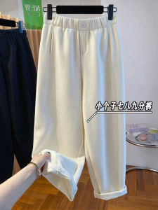 Warm Woolen Pants High Waist Nine-Tenths Harlan Pants Casual Pure Color Pocket Womens Autumn Winter Thermal Pants