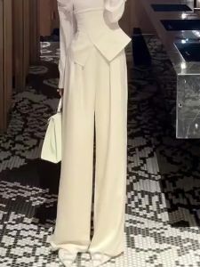 Slimming High Waist Straight Leg Pants Womens Casual Trousers Pure Color Loose Fit Fashionable Comfortable plus Size