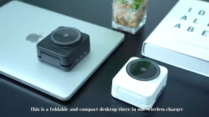 RICHMENT 3-in-1 Foldable Magnetic Wireless Charging Station  Fast Charge for iPhone Samsung Phones & Watches AirPods & All Qi-Enabled Devices Black/White Perfect Gift for Birthday & Christmas