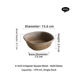 YOGEHOME | Rough Ceramic Hammered Irregular Square Bowl