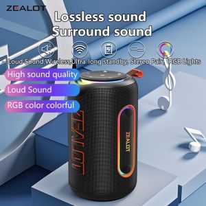 ZEALOT-MP1 60W Wireless Speaker RGB Light 30H Playtime Waterproof IPX6 Dual Pairing 8000mAh Battery Portable Sound System