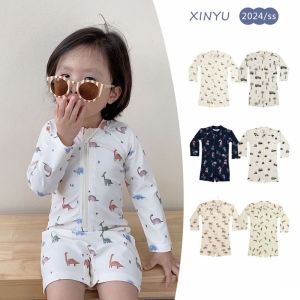 Boys Long Sleeve Onesie Swimsuit Beach Vacation Sun Protection Quick Dry Swimming Costume Childrens Clothing Underwear Briefs