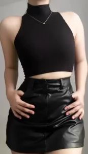 Aster Elegant Sleeveless High Neck Knit Crop Top for Women - Trendy Knitted Fabric Extra Small to Medium Fit Korean Top Stylish New Style for Women on Sale New Style"
