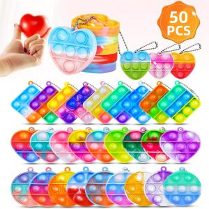 10-50PCS Kids Party Favors Toys Pack Mini Pop Keychain Bulk Packs Sensory Stress Toy Classroom Easter Eggs Fillers