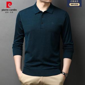 Áo Len Cổ Polo Pierre Cardin Dày Dặn Ấm Áp Bằng Lông Cừu Thời Trang Thường Ngày Cho Nam Mùa Thu Đông Dài Tay