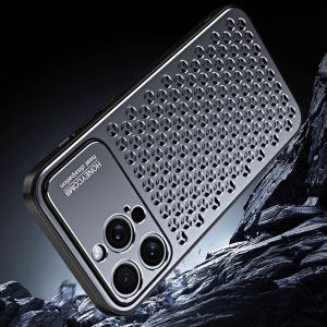Honeycomb Heat Dissipation Hollow Metal Case For iPhone 17 16 15 14 13 Pro Max Air Bumper Case Shockproof Fragrance Phone Cover