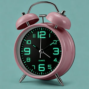 4 Luminous Twin Bell Alarm Clock Loud Non-Ticking Glow in The Dark Easy to Read Noiseless Bedside Clock for Bedroom Study Room