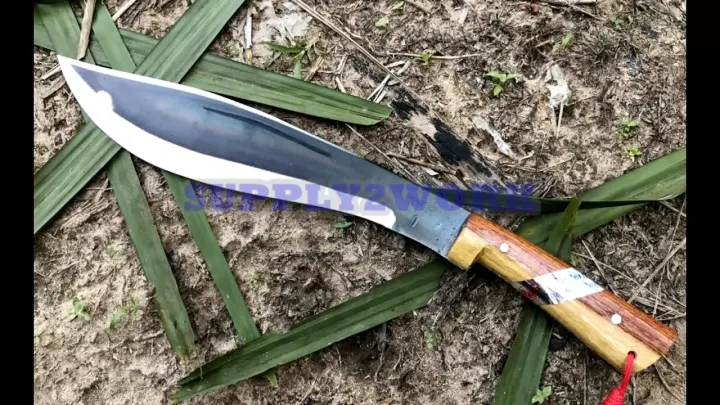 มีดเหน็บไทยอรัญญิก เหล็กบาร์เลื่อย ด้ามไม้จริง พร้อมซองหนัง PU