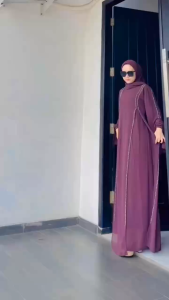 Gamis syari ceruty baby doll abaya ceruty mewah + hijab variasi payet swarovski abaya wanita terbaru dress lebaran 2026