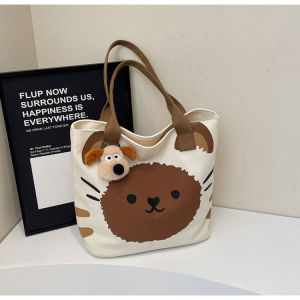 กระเป๋าผ้าใบทรงถือแบบสะพายไหล่สำหรับเด็กนักเรียน ความจุขนาดใหญ่ กระเป๋าผ้าใบทรงถือสำหรับเด็กนักเรียน กระเป๋าสะพายไหล่แบบลำลอง