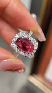 Montagne Jewelry 18K White Gold ring for women Diamond Inset Fine Jewellery Natural 3.2 Carat Rubellite Ring