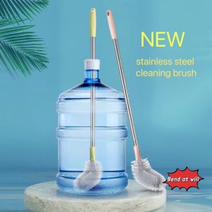 Long Handle Brush Round Gallon Container Cleaning Brush Soft Brush Home Household Cleaning Tool Bucket Cleaning Brush (Random Color)