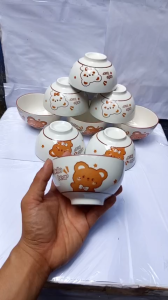 combo 2 chén 5 chén   10 chén sứ 11.5cm hoa văn gấu nâu chén cơm sứ trắng