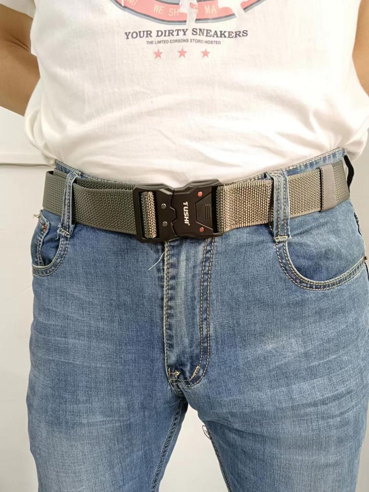 New Tactical Belt Metal Buckle Quick Release Elastic Belt Casual Tooling Training Belt Mens Trousers Belt