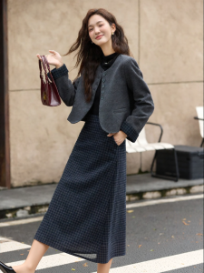 Vimly | Gray Checkered Two-Piece Commuter Set
