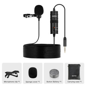 BOYA BY-M1 Lavalier Microphone Clip-on Lapel Mic Condenser Microphone for Vlogging Android Smartphone PC DSLR Camera