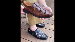 Giày lười rọ nam da bò NTT02-GM da bò thật thoáng khí mùa hè dạng đục lỗ cao su mềm đủ size