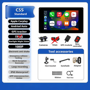 VSYS Waterproof Motorcycle DVR CS5 Wireless Carplay Android Auto TPMS Front & Rear 1080p Cameras Bluetooth WiFi GPS Navigation