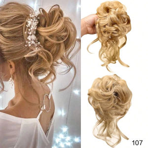 Synthetic Messy Bun Hair Piece Tousled Updo Hair Buns Extension Elastic Hair Band Hair Pieces Curly Hair Bun Scrunchie For Women