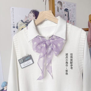 Translucent Handmade Polka Dot Triangle Scarf with Butterfly Knot Tomorrows Classmate Japanese Sailor Suit Necktie One Piece