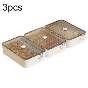 3pcs White Plastic Underwear and Sock Organizer Box - 10/15 Compartment Design | Lidless Transparent Cover JJ2374 JH