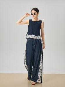 GULILI | Sleeveless Patchwork Tank Top with Pants Set