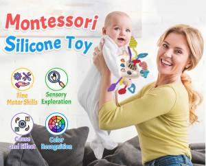 Teethers Baby Toys Sensory Feeding Bottle Toy Silicone Non-toxic Teething Chew Toys for Baby 6 12 Month Toddler Educational Toys Gift