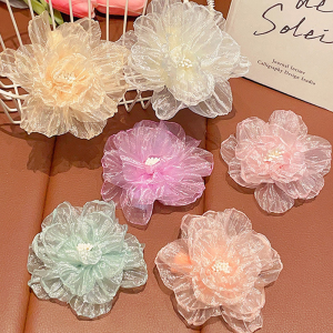 กิ๊บติดผมดอกไม้ Organza ผู้หญิงคลิป Duckbill หรูหราเครื่องประดับผม Super Fairy