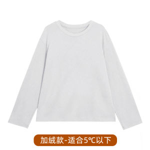 Áo Thun Cotton Dày Lót Lông Cừu Rộng Rãi Cho Nữ Mùa Hè Thường Ngày Cổ Tròn Tay Dài Màu Trơn Màu Trắng