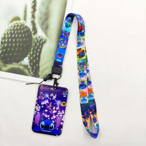 Cute Lilo Stitch Lanyard ID Card Holder Pass Mobile Phone Charm Neck Straps Credential ID Badge Holder Case