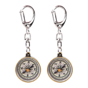 2PCS Lightweight Compass Keychain Vintage Zinc Alloy Pocket For Outdoor Camping/Travel/Direction Navigation Tool Survival Guide