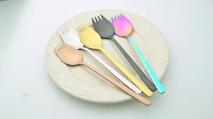 10pcs Western Service Fork Spoon Flatware Integrated Salad Spoon Fork Cutlery Set Stainless Steel Sushi Chopsticks Dinnerware