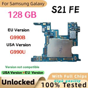 100% Working Logic Board for Samsung Galaxy S21 FE G990U G990B Motherboard Unlocked with Full Chips Clean Google Lock Mainboard
