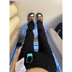 Quần Jeans Nam Dài Phong Cách Đường Phố Mỹ Vải Bố Đen Form Rộng Dưới