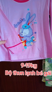 [9-19KG] Bộ dài tay thun lạnh loại 1 in họa tiết đáng yêu cho bé gái mặc ngủ