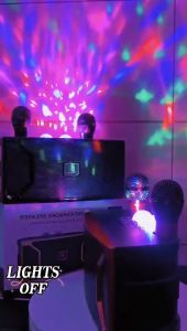 Karaoke YS211 Bluetooth speaker with mic and outdoor Family Party KTV set with 3D steroe and corful LED lights