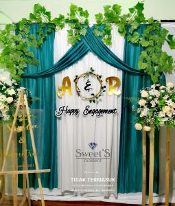 backdrop lamaran 1 set lengkap paket dekorasi tunangan wedding ukuran 2.2 meter
