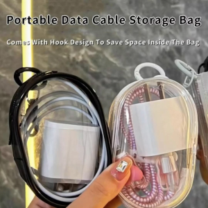 CHAINSHOP Charger Storage Bag Clear Data Cable Storage Box Transparent Portable Headset Storage Bag