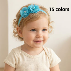 Fashion Baby Headband Hand-Sewn Chiffon Rhinestone Flowers Floral Hair Accessories for Children